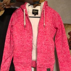 Small hot pink fleece lined zip up